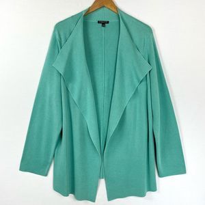 Eileen Fisher Size 1X Cardigan Sweater Jacket Interlock Knit Silk Organic Cotton